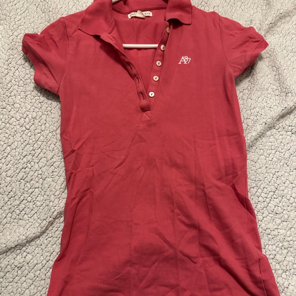 Aeropostale Pink Polo Tee-Buttoned